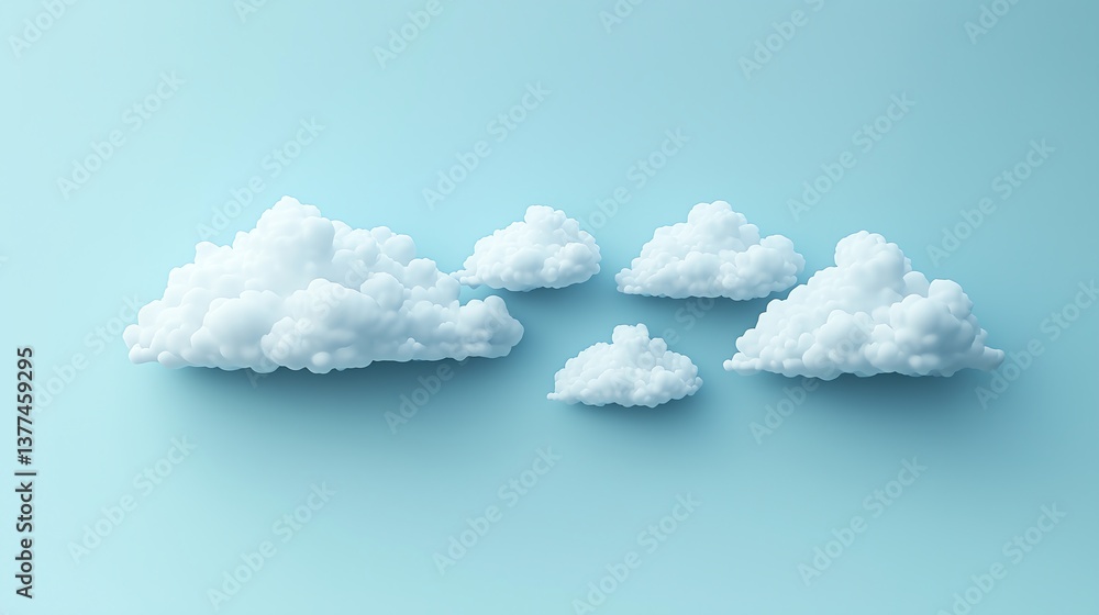 Poster multiple cloud symbol vector illustration, 2d and 3d cloud, multi-cloud work connected data, minimal