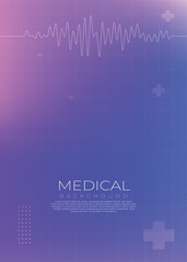 Modern Gradient Medical Background with ECG Line and Abstract Cross Symbols
