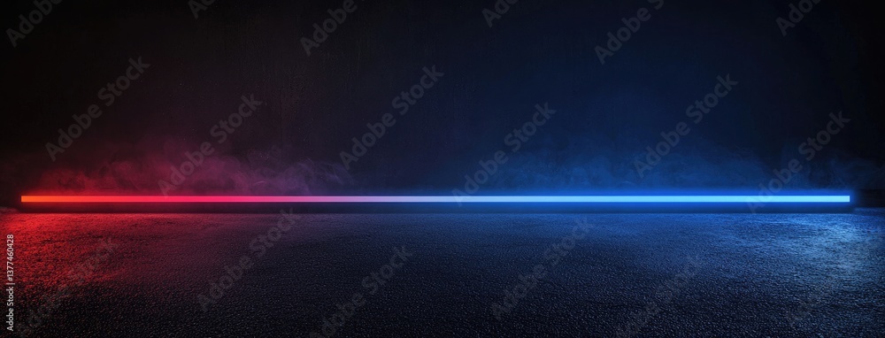 Poster abstract dark background, illuminated with blue light and fog on the asphalt floor. empty scene for 