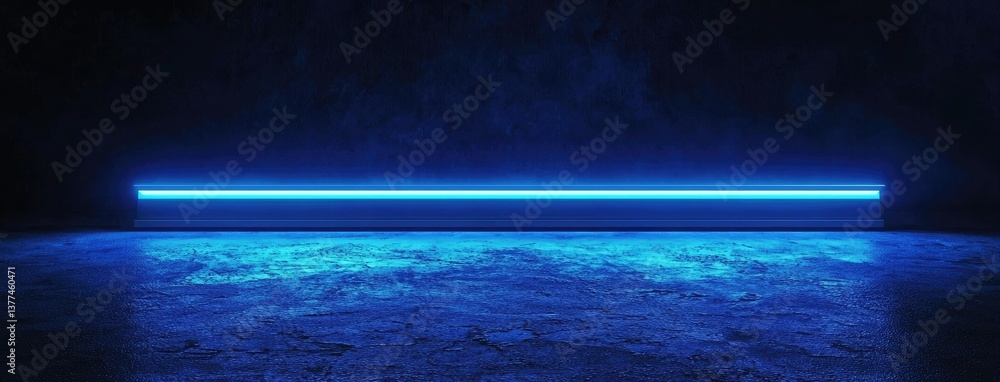 Poster abstract dark background, illuminated with blue light and fog on the asphalt floor. empty scene for 