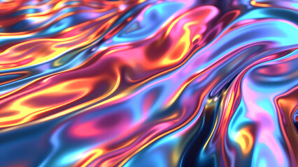 Obraz premium Dynamic Flowing Holographic Texture with Pink and Purple Waves