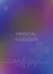 Modern Gradient Medical Background with ECG Line and Abstract Cross Symbols