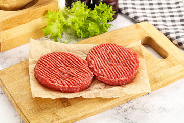 Raw beef  burger cutlet for grill