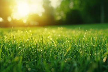 Naklejka premium Green grass field background