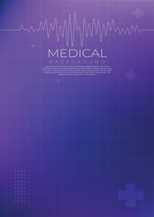 Modern Gradient Medical Background with ECG Line and Abstract Cross Symbols