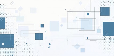 Blue geometric background with squares and lines presentation template for business and technology design