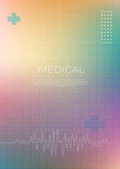 Modern Gradient Medical Background with ECG Line and Abstract Cross Symbols