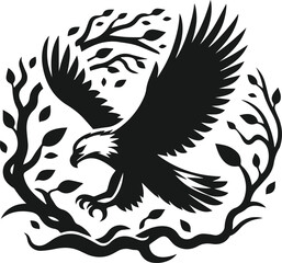 Silhouette of a eagle bird animal vector