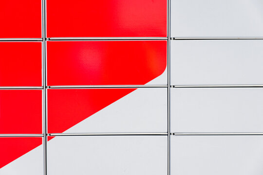 Modern abstract two colour red and grey wall detail