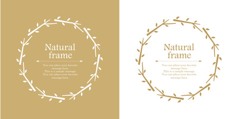 ナチュラルなフレーム、植物モチーフのデザイン素材のセット

