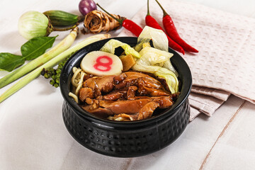 Japanese ramen soup with chicken
