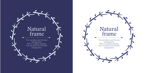 ナチュラルなフレーム、植物モチーフのデザイン素材のセット

