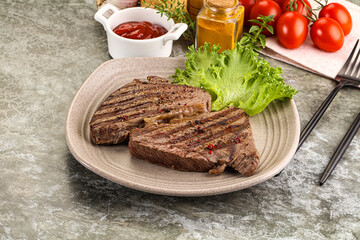Delicus grilled beef steak with sauce