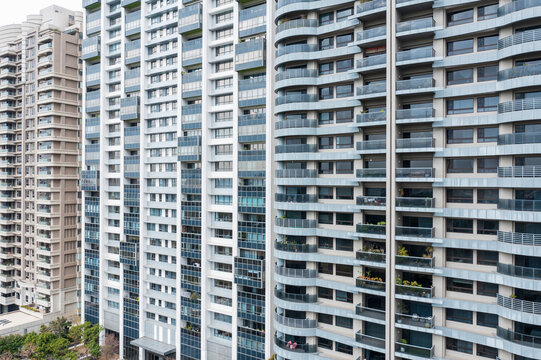 Modern Urban Highrise Apartments with Glass Balconies