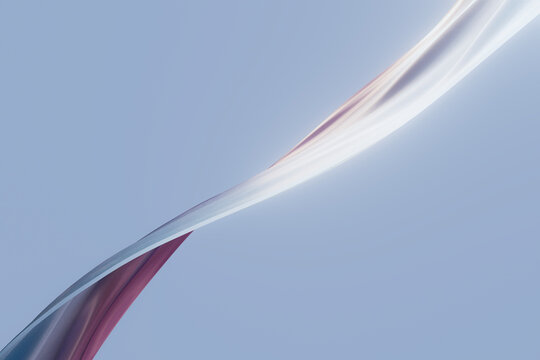 Minimalist abstract flowing ribbon with soft lighting on blue ba