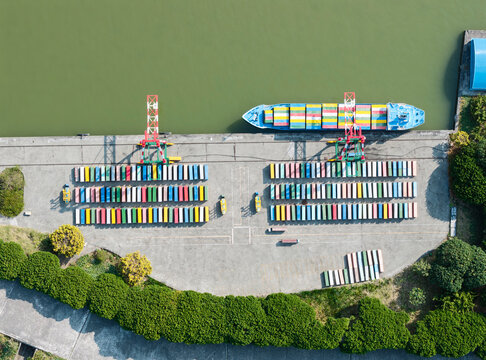 Model of a Container Terminal with Miniature Ships and Cranes