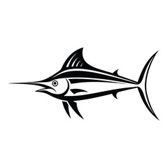Marlin fish silhouette vector illustration, isolated on a white background.