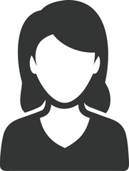 Faceless Woman Icon Avatar Silhouette on Transparent Background