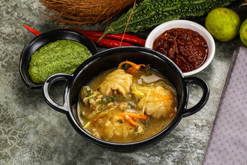 Chinese wonton soup with dumplings