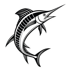 Marlin fish silhouette vector illustration, isolated on a white background.