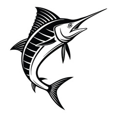 Marlin fish silhouette vector illustration, isolated on a white background.
