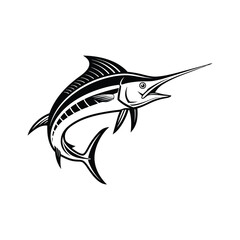 Marlin fish silhouette vector illustration, isolated on a white background.
