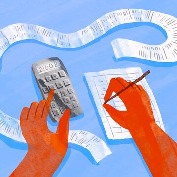 hand with calculator