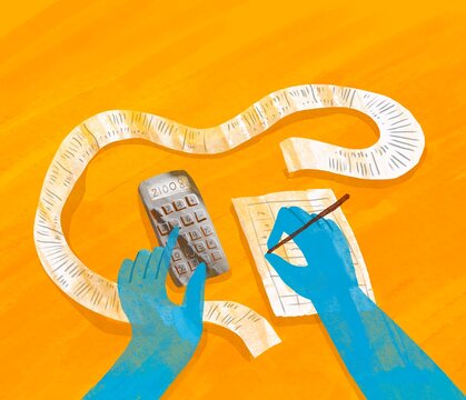 hand with calculator