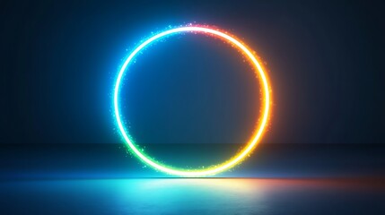 Obraz premium A glowing colorful circle stands in a dark background