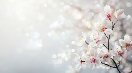 Delicate white blossoms on a soft, blurred background.