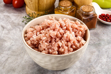 Homemade Raw pork minced meat