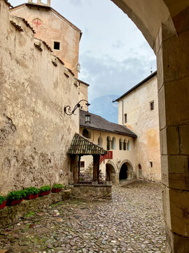 Cloister inside Pr&ouml;sels Castle in Fi&egrave; allo Sciliar, South Tyrol