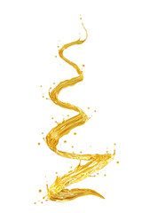 Olive or engine oil splash in spiral shape isolated on white background with clipping path, 3D rendering