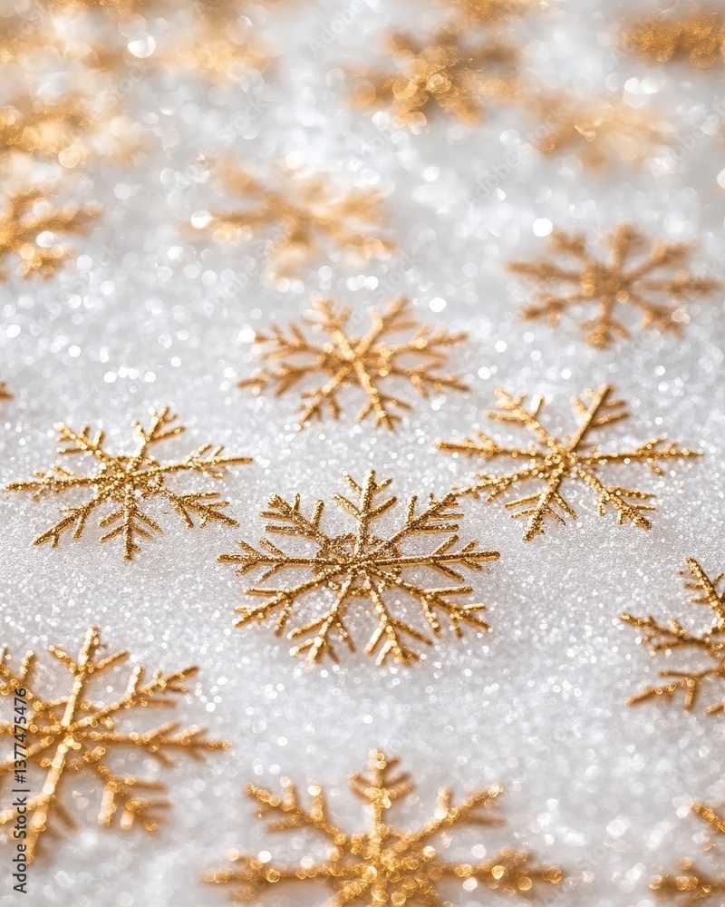 Poster delicate snowflakes of various intricate designs gently rest on a pristine white background, creatin