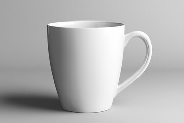 Obraz premium A clean white ceramic coffee mug sits on a neutral background