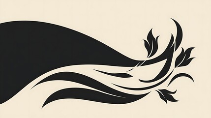 Obraz premium Artistic black floral and flowing elements against a neutral background