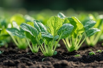 Bok Choy Plants Growing in Field.