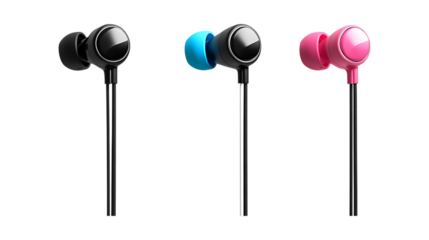 Pack of Earphones set Against Transparent Background for Audio Branding, Tech Marketing, or Digital Product Promotion