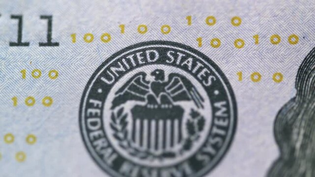 The official seal of the United States Federal Reserve System featured prominently on currency notes