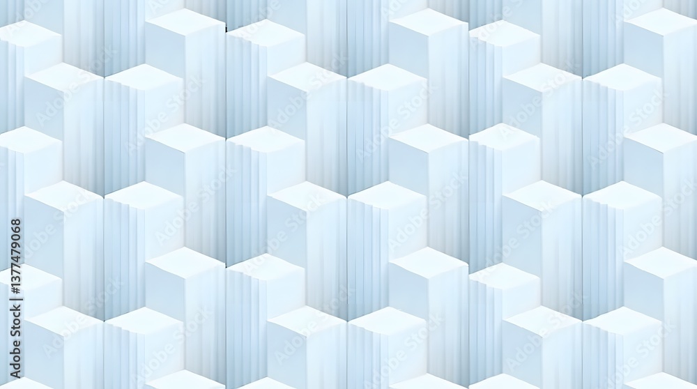 Wall mural abstract 3d geometric pattern. light blue blocks form a modern, seamless texture. ideal for backgrou