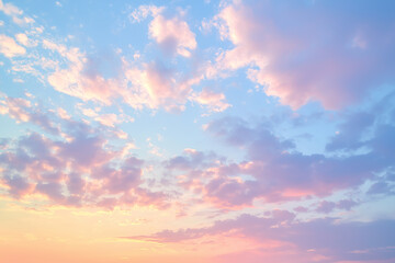 Fototapeta premium Gentle Colors of Sky Clouds Background at Sunrise time. Gentle Colors of Sky Background at Sunrise time with light clouds, natural colors, may use for wallpaper 