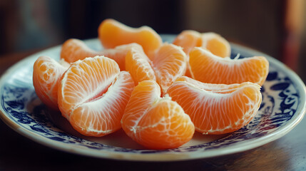 Slices of mandarin on a plate