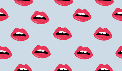 Cute lips pattern background vector design