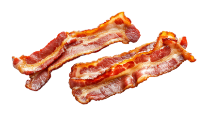 Pack of Crispy Bacon Strips set Against Transparent Background for Food Branding, Breakfast Promotion, or Culinary Design