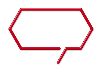 六角形のような吹き出し　均等な太い線　赤