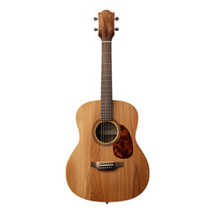 Naklejka premium Wooden acoustic guitar with visible wood grain, isolated on transparent background