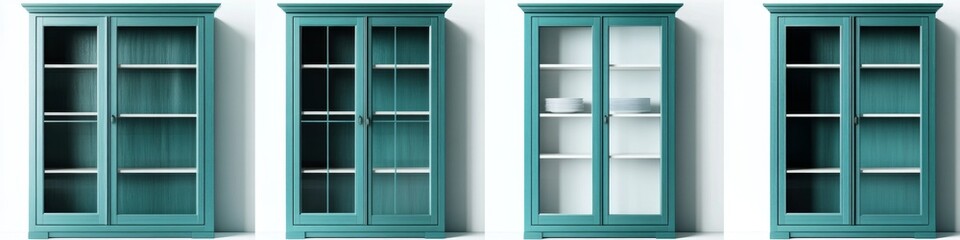 Teal Glass-Front Display Cabinets