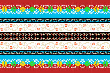 Geometric, seamless,pixel traditional ethnic, thai pattern, fabric pattern for textiles, rugs, wallpaper, clothing, sarong, batik, print, background, cover, illustration, two tone,