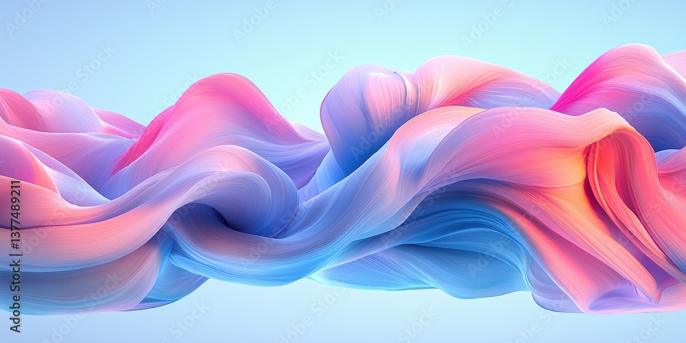Wall mural a vibrant, flowing abstract design featuring soft waves of pastel colors, creating a dynamic and soo