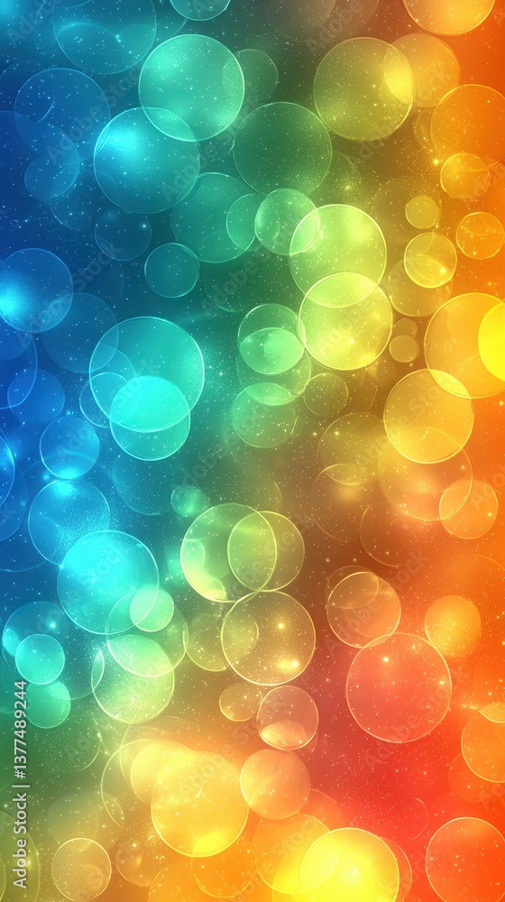 Wall mural a colorful abstract background featuring vibrant bubbles in various sizes against a gradient of blue